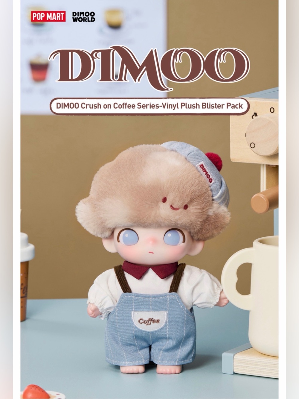 Authentic DIMOO Crush On Coffee Vinyl Plush Pendant Blister Pack